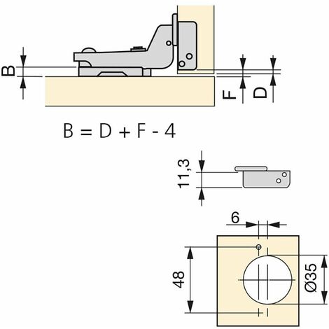 CERNIERA SYSTEM HOLZ SH 362310 PER ANTA LEGNO BRACCIO MEDIO FORO 35 - 6