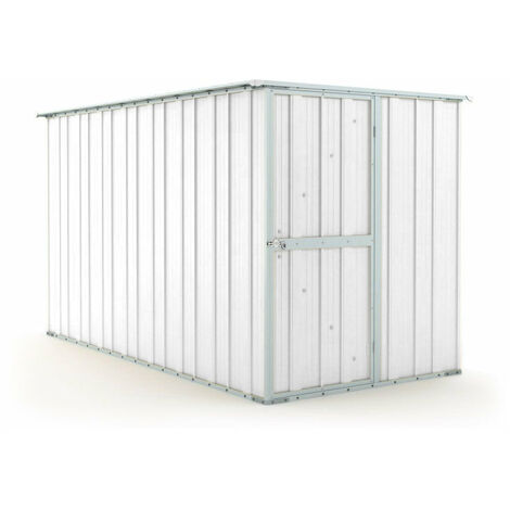 Casetta Box da Giardino in Lamiera di Acciaio Porta Utensili 175x307x182 cm Enaudi Bianco