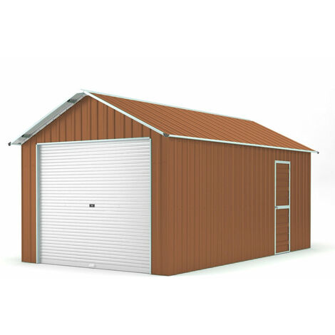 Casetta Box da Giardino in Lamiera di Acciaio 360x608x307 cm Legno