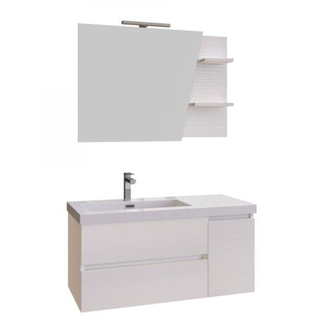 Mobile Bagno Sospeso 100 cm Lavabo e Specchio Bonussi Pegaso Bianco (1/5)