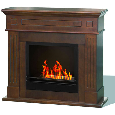 Camino a Bioetanolo da Pavimento 110x36x100 cm Cambridge in Legno Marrone (1/5)