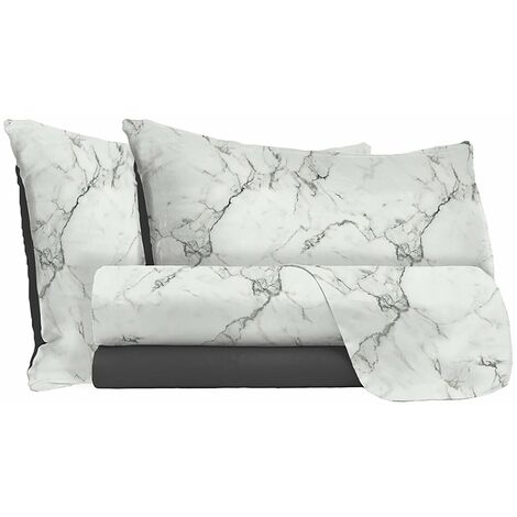 Set Lenzuola Matrimonale Sopra Sotto e Federe in Microfibra Marble