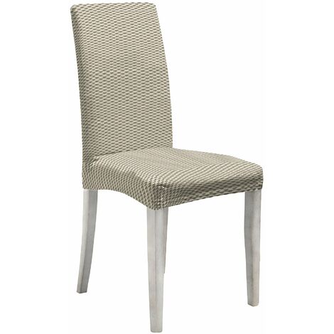 Set 2 Coprisedie con Schienale Elasticizzati in Poliestere Fashion Panna (1/2)