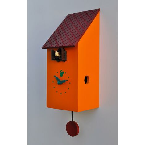 Orologio a Cucù da Parete 13x30x12 cm Pirondini Italia Portofino Arancio Giallo (1/2)