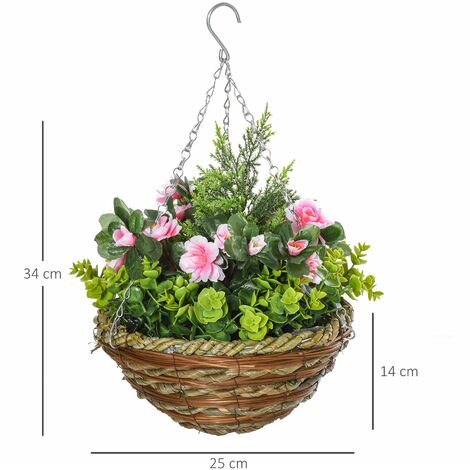 Set 2 Piante Artificiali Lisianthus da Appendere con Vaso e Catenelle Rosa  e Verde – acquista su Giordano Shop