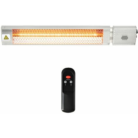 Stufa Elettrica Da Parete Per Esterno 67,5x10,5x7 Cm 2000w Grigia