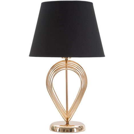 Lampada da Tavolo Maxt Ø32,5x53,5 cm in Ferro Carta e Tessuto Oro e Nero (1/5)