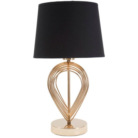 Lampada da Tavolo Maxt Ø24x44 cm in Ferro Carta e Tessuto Oro e Nero (1/5)