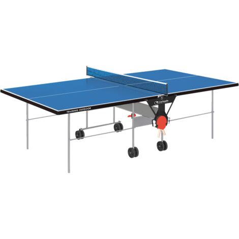Tavolo da Pin Pong con Piano Blu e Ruote per Esterno Garlando Training Outdoor