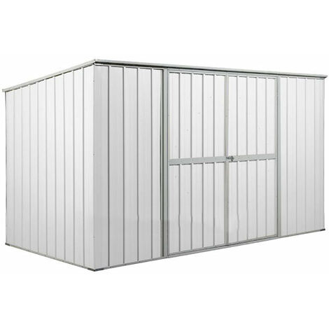 Casetta Box da Giardino in Lamiera di Acciaio Porta Utensili 345x186x192 cm Enaudi Bianca