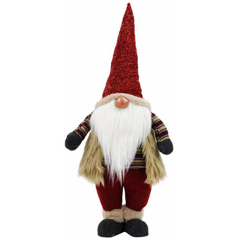 Gnomo di Babbo Natale H70 cm in Tessuto Rosso