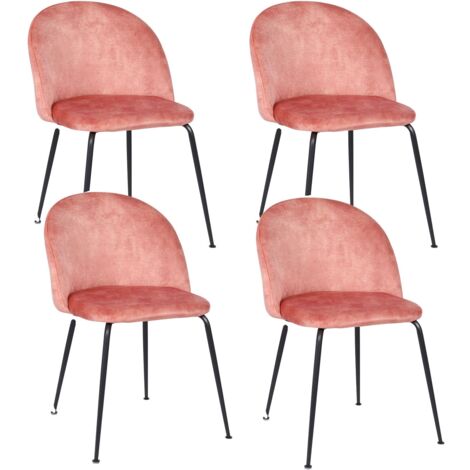 Set 4 Sedie Imbottite 45x55x79 cm in Velluto Rosa Chiaro (1/5)