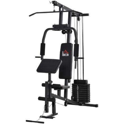 Stazione Fitness Multifunzione 148x108x207 cm in Acciaio Nero