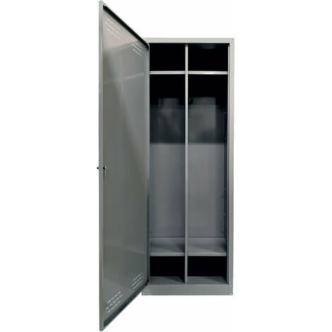 Armadio Spogliatoio Sporco Pulito 1 Anta 60x40x167 cm in Metallo Verniciato Grigio Chiaro (1/2)