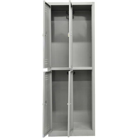 Armadio Spogliatoio 4 Ante 60x40x167 cm in Metallo Verniciato Grigio Chiaro