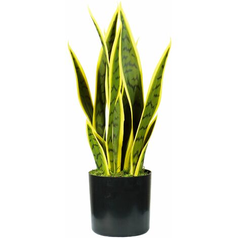 Pianta Artificiale Sansevieria H45 cm con Vaso Verde