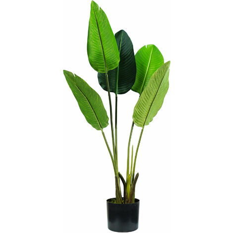 Pianta Artificiale Strelitzia H100 cm con Vaso Verde