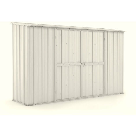 Casetta Box da Giardino in Lamiera di Acciaio Porta Utensili 307x100x192 cm Enaudi Bianco