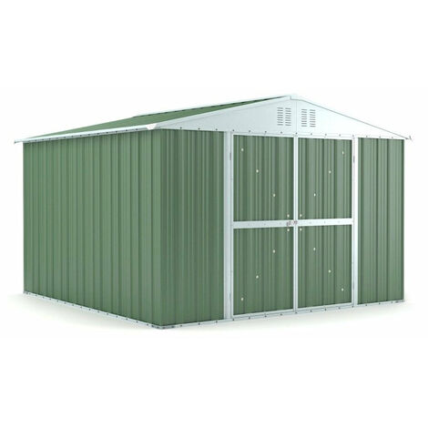Casetta Box da Giardino in Lamiera di Acciaio Porta Utensili 327x307x217 cm Enaudi Verde