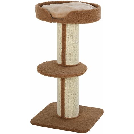Albero Tiragraffi per Gatti 45x45x91 cm in Corda Sisal Rivestimento Peluche e Pali Marrone (1/5)