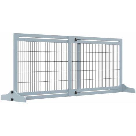 Cancelletto di Sicurezza Estensibile per Animali Domestici 104-183x36x69 cm in Legno e Acciaio Blu