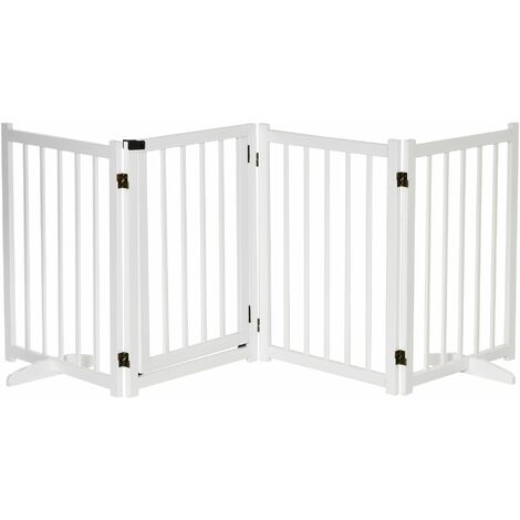 Cancelletto di Sicurezza Pieghevole per Animali Domestici 237,5x36x80 cm in Legno Bianco (1/5)