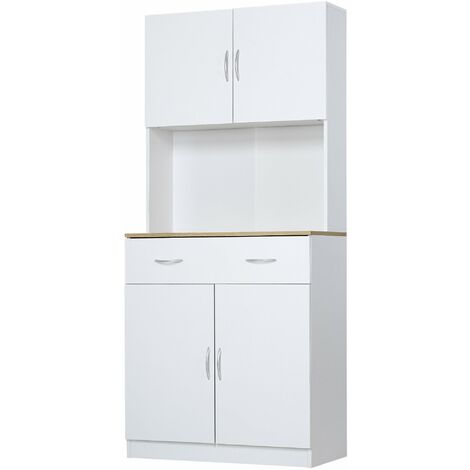 Mobile da Cucina Credenza 80x40x180 cm in Legno Bianco