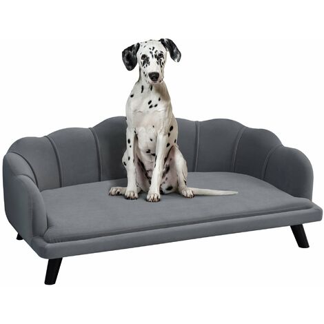 Divano per Cani Taglia Medio-Grande 98,5x60,5Px35 cm in tessuto Grigio