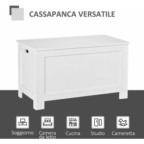 Baule Cassapanca Pouf Contenitore 81x40x46 cm in Legno e MDF