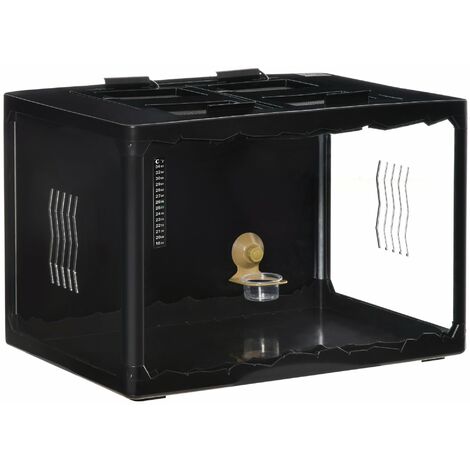 Terrario per Tartarughe di Terra 60x40x40,5 cm con Termometro 18-34° Nero