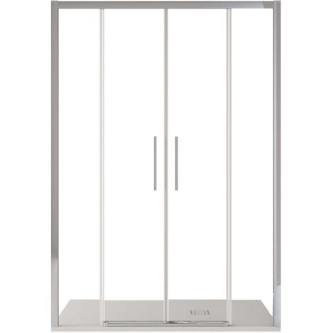 Porta Parete Doccia 2 Ante Scorrevoli in Cristallo Trasparente 6mm H195 Bonussi Vivian 140 cm (1/5)