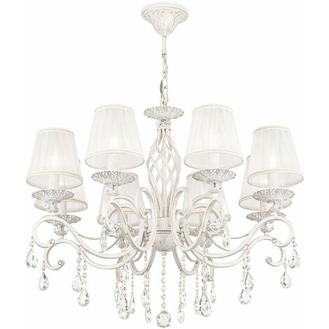 Lampadario Elegant in Metallo Grace Bianco con Oro (1/3)