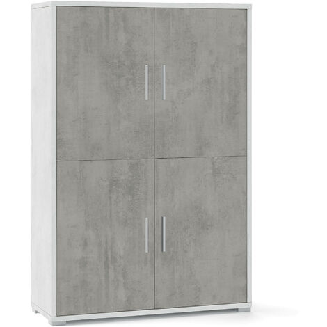 Mama Store Atena Pensile Doppio 2 Ante con vani a Giorno, Grigio Cemento, L.71 x P.22 x H71 CM