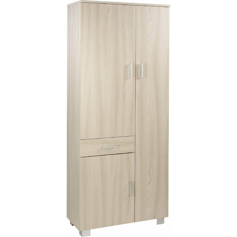 Armadio 3 Ante 1 Cassetto 77x178x34 cm Olmo Chiaro