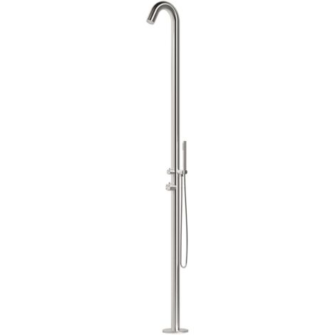 SINED Doccia Da Esterno In Acciaio Inox AISI 316L Satinato Con Doccino Ingresso Acqua Calda e Fredda Attacchi a Scomparsa Doccia Ed Accessori In Acciaio Inox 316l DOCCIA ALGHERO INOX