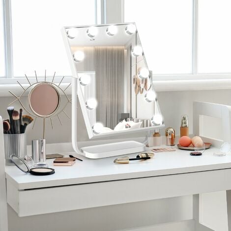 Trade Shop - Specchio Da Trucco Illuminato 16 Led Portatile Make Up  Cosmetico Camerino