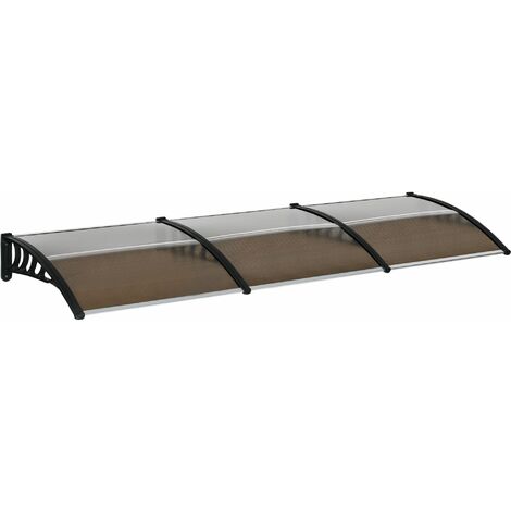 Pensilina Tettoia 300x100x26 cm in Policarbonato e Alluminio Marrone