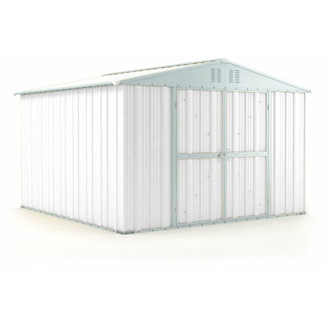 Casetta Box da Giardino in Lamiera di Acciaio Porta Utensili 327x307x217 cm Enaudi Bianco