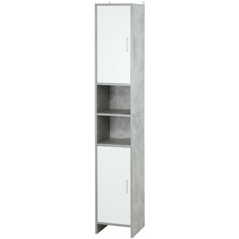 Mobile a Colonna per Bagno 30x30x180 cm in Legno Effetto Cemento Grigio