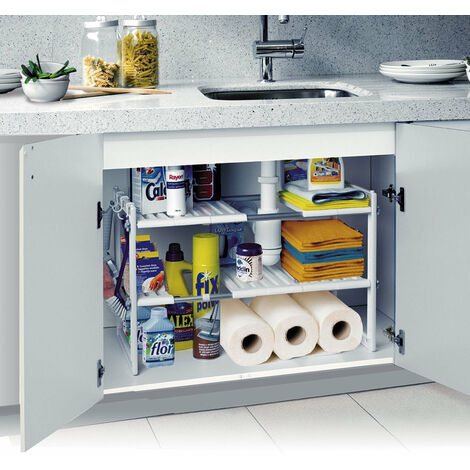 2 pezzi cucina estraibile armadio cestello organizzatore, estrarre cassetti  di plastica, sotto il lavandino armadio organizer cestello scorrevole  cassetto per cucina bagno sotto