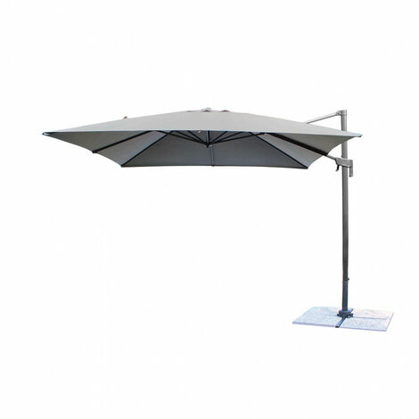 Ombrellone da Giardino Newton Decentrato 3x3 m in Alluminio Nero Telo Grigio