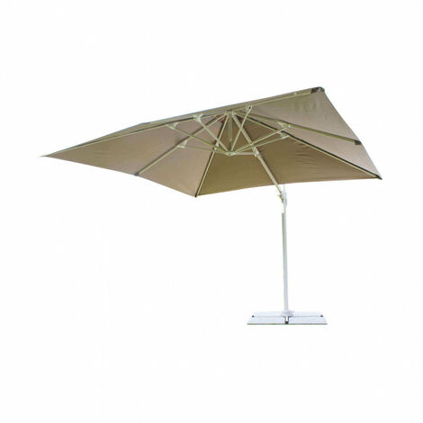 Ombrellone da Giardino Saturno Decentrato 3x3 m in Alluminio Azzurro Telo Tortora