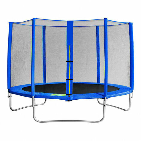 Trampolino Elastico con Rete Ø366x89/269 h cm in Plastica Blu (1/3)