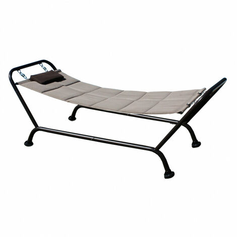 Vigor 9693770 Amaca A Dondolo Resort Lettino Con Tettuccio Parasole – Struttura In Acciaio, 190x127x200cm, Portata 120kg, Colore Marrone