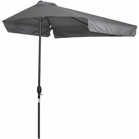 Mezzo Ombrellone da Giardino 230x130x249 cm in Metallo e Poliestere Grigio