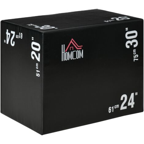 Jumping Box Pilometrico 3 Altezze 75x51x61 cm Max 120 Kg Nero
