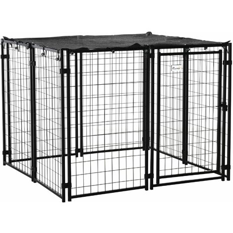 Recinto per Cani Pieghevole 141x141x113 cm in Acciaio Nero