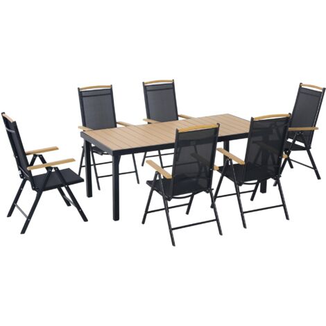Set Tavolo e 6 Sedie da Giardino Pieghevoli in Texteline Nero (1/5)