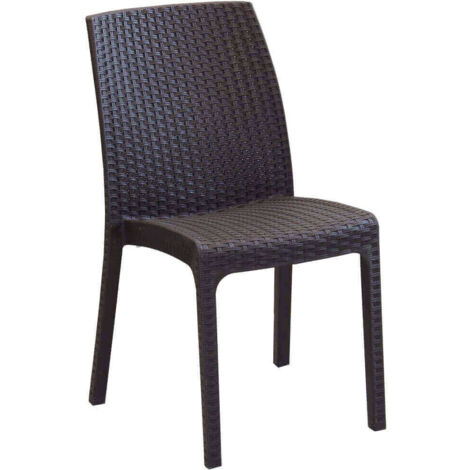 Sedia da Giardino Impilabile in Wicker cm 47x59x86 - VIRGINIA - Colore: Marrone (1/5)