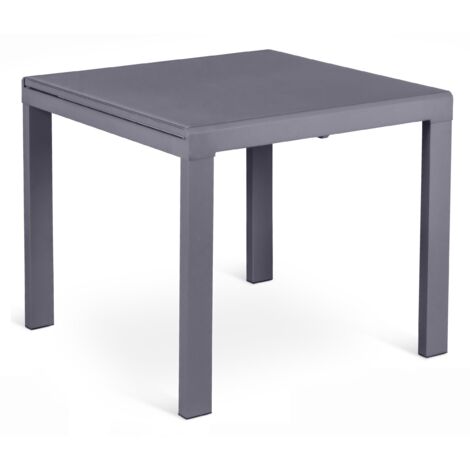 Tavolo Allungabile 90/163,5x90x76 cm in Metallo con Top in Vetro Grigio (1/5)